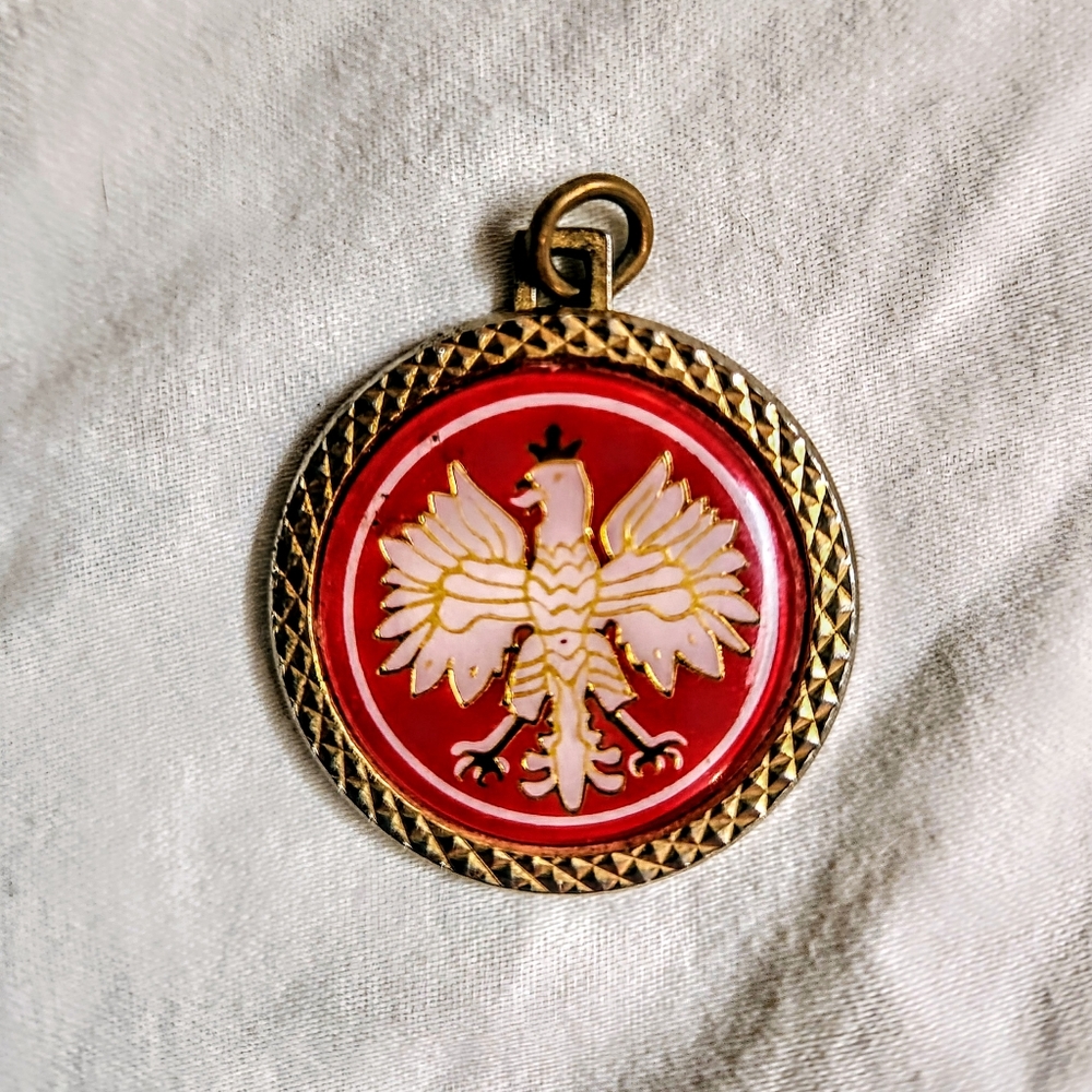 Vintage, Rare Polish Eagle Emblem Necklace by *Hit* USA